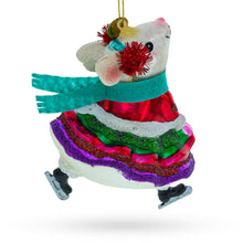 Load image into Gallery viewer, Mouse on Ice Skates Glass Christmas Ornament