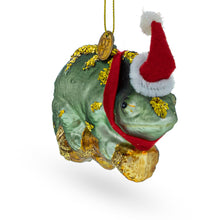 Load image into Gallery viewer, Chameleon in Santa Hat Glass Christmas Ornament