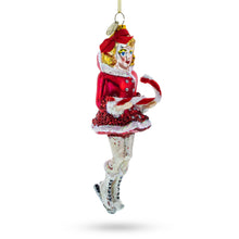 Load image into Gallery viewer, Ice Skater Girl with Candy Cane Glass Christmas Ornament