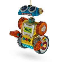 Load image into Gallery viewer, Robot on Wheels Glass Christmas Ornament