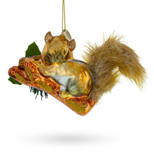 Load image into Gallery viewer, Squirrel on a Blossoming Branch Glass Christmas Ornament