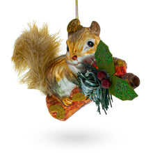 Load image into Gallery viewer, Squirrel on a Blossoming Branch Glass Christmas Ornament