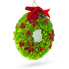 Load image into Gallery viewer, Holiday Wreath with Red Bow and Bells Glass Christmas Ornament