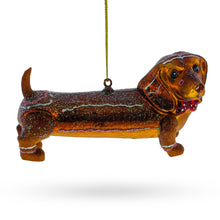Load image into Gallery viewer, Dachshund with Bow Tie Glass Christmas Ornament