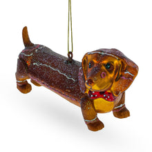 Load image into Gallery viewer, Dachshund with Bow Tie Glass Christmas Ornament