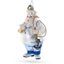 Load image into Gallery viewer, Sailor Santa with Anchor Glass Christmas Ornament
