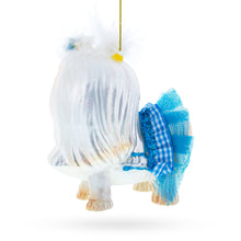 Load image into Gallery viewer, Maltese Dog in Blue Outfit Glass Christmas Ornament