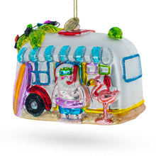 Load image into Gallery viewer, Snorkeling Santa in Camper Glass Christmas Ornament