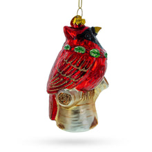Load image into Gallery viewer, Red Cardinal on a Tree Branch Glass Christmas Ornament