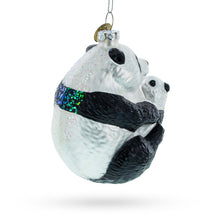 Load image into Gallery viewer, Mother and Baby Panda Embrace Glass Christmas Ornament