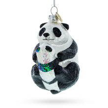 Load image into Gallery viewer, Mother and Baby Panda Embrace Glass Christmas Ornament