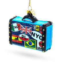 Load image into Gallery viewer, Retro Wanderlust Travel Suitcase Glass Christmas Ornament