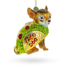 Load image into Gallery viewer, Colorful Fiesta Taco Chihuahua - Blown Glass Christmas Ornament