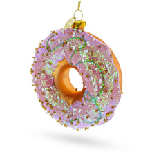 Load image into Gallery viewer, Pink Glazed Doughnut Glass Christmas Ornament