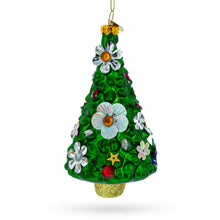 Load image into Gallery viewer, Blossom-Adorned Christmas Tree Glass Ornament