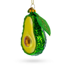 Load image into Gallery viewer, Avocado with Leaf Glass Christmas Ornament