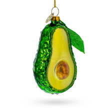 Load image into Gallery viewer, Avocado with Leaf Glass Christmas Ornament