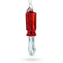 Load image into Gallery viewer, Screwdriver with Red Handle Glass Christmas Ornament