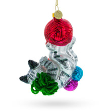 Load image into Gallery viewer, Kitten Tangled in Yarn Balls Glass Christmas Ornament