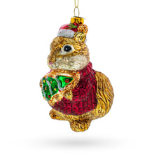 Load image into Gallery viewer, Chipmunk Adorning Christmas Tree Glass Ornament