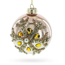 Load image into Gallery viewer, Rose Gold and Yellow Bejeweled Glass Egg Christmas Ornament