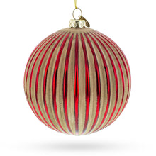Load image into Gallery viewer, Elegant Red and Radiant Gold Ribbed Glass Christmas Ornament