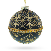 Load image into Gallery viewer, Striped Black with Diamond Accents Glass Christmas Ornament