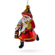 Load image into Gallery viewer, Firefighter Santa with Extinguisher Glass Christmas Ornament