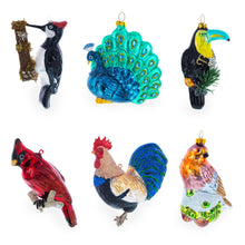 Load image into Gallery viewer, Rooster wearing Shoes Glass Christmas Ornament