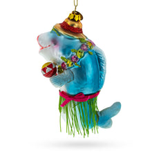 Load image into Gallery viewer, Hawaiian Shark with Maracas Glass Christmas Ornament