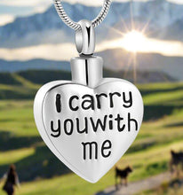Load image into Gallery viewer, "I Carry You With Me" Heart Cremation Necklace