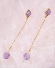 Load image into Gallery viewer, Chained Up Purple Amethyst and Golden Bronze Dangle Earrings