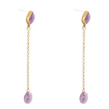 Load image into Gallery viewer, Chained Up Purple Amethyst and Golden Bronze Dangle Earrings