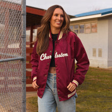 Load image into Gallery viewer, College of Charleston Satin Letterman Bomber Jacket