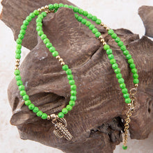 Load image into Gallery viewer, Charmed Cactus Lime Green Turquoise Golden Pendant Necklace