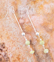 Load image into Gallery viewer, Chartruese Lemon Jade Linear Earrings
