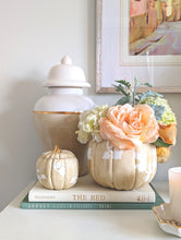 Load image into Gallery viewer, Chinoiserie Pumpkin Jars with 22K Gold Accents in Sand
