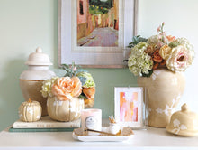 Load image into Gallery viewer, Chinoiserie Pumpkin Jars with 22K Gold Accents in Sand