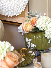 Load image into Gallery viewer, Chinoiserie Pumpkin Jars with 22K Gold Accents in Moss Green