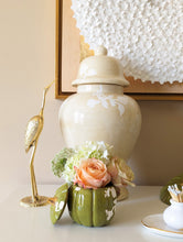 Load image into Gallery viewer, Chinoiserie Pumpkin Jars with 22K Gold Accents in Moss Green