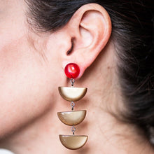Load image into Gallery viewer, Chocolate &amp; Ruby Moonglow Fish Scale Earrings