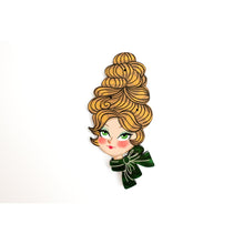 Load image into Gallery viewer, Christmas Blonde Hair Brooch with Earring Set by Laliblue