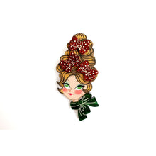 Load image into Gallery viewer, Christmas Blonde Hair Brooch with Earring Set by Laliblue