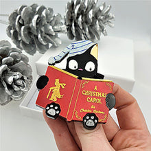 Load image into Gallery viewer, Christmas Carol Cat Brooch by Cherryloco