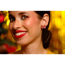Load image into Gallery viewer, Christmas-Themed Brunette Hair Brooch with Earring Set by Laliblue