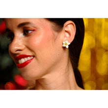 Load image into Gallery viewer, Christmas-Themed Brunette Hair Brooch with Earring Set by Laliblue