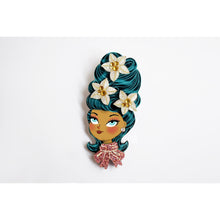 Load image into Gallery viewer, Christmas-Themed Brunette Hair Brooch with Earring Set by Laliblue