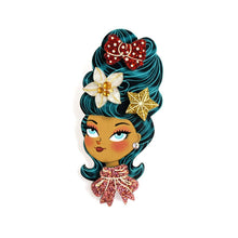 Load image into Gallery viewer, Christmas-Themed Brunette Hair Brooch with Earring Set by Laliblue