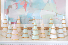 Load image into Gallery viewer, White Tiered Christmas Trees with 22K Gold Brushstroke Accent