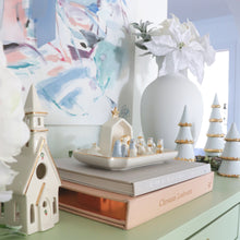 Load image into Gallery viewer, Hydrangea Blue Tiered Christmas Trees with 22K Gold Brushstroke Accent